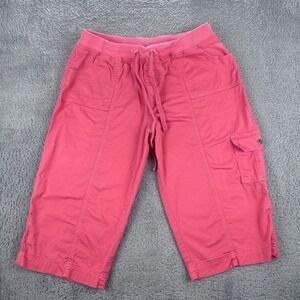 Fresh Cargo Capri Pants Womens 10 Pink Drawstring Cotton Blend Utility Cropped
